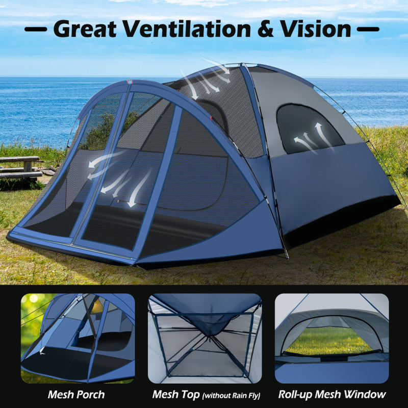 Professional title: "Spacious 6-Person Camping Dome Tent with Screen Room Porch and Detachable Rainfly"