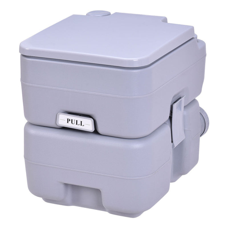 Professional title: "5.3 Gallon Portable Toilet with Waste Tank and Rotating Spout in Gray Color"