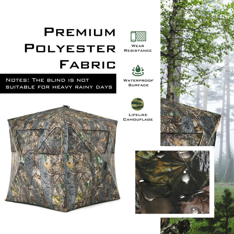 Professional title: "3-Person Portable Ground Hunting Blind with Secure Tie-Downs"