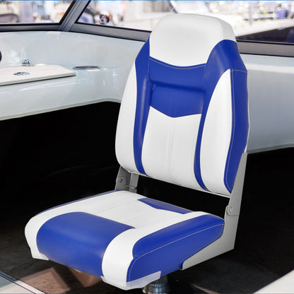 Professional title: ```Set of 2 High Back Folding Boat Seats with Sponge Cushion in Blue Color```