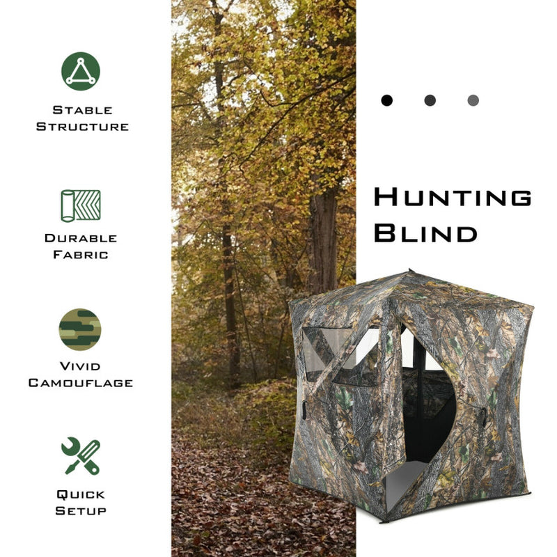 Professional title: "3-Person Portable Ground Hunting Blind with Secure Tie-Downs"