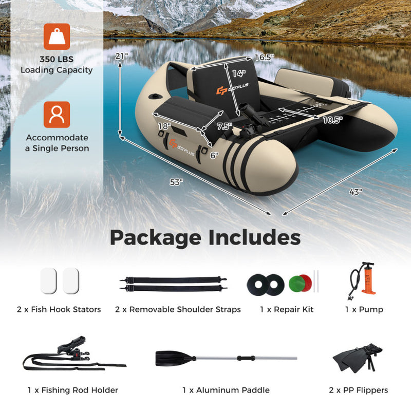 Professional title: ```Adjustable Strap Inflatable Fishing Float with Storage Pockets```