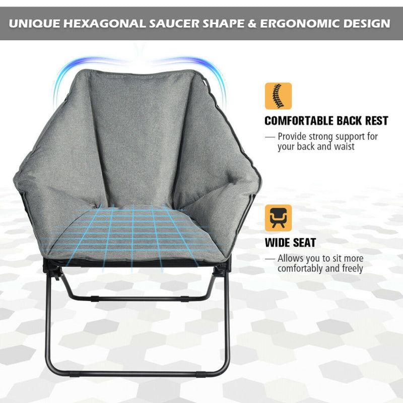 Professional title: ```Durable Oversized Folding Camping Chair with Robust Iron Frame```