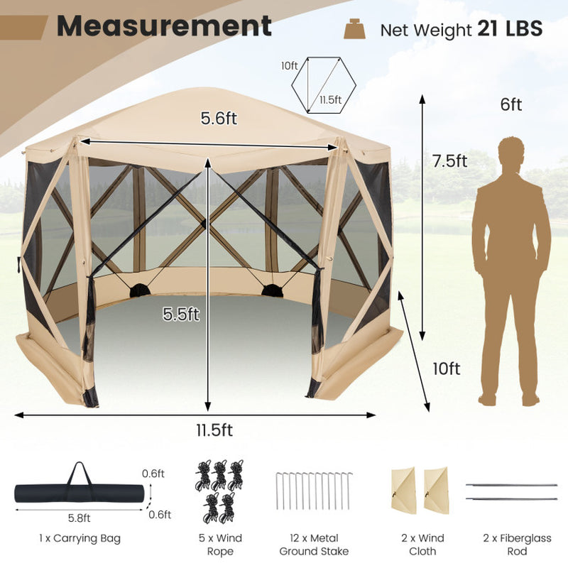 Professional title: "Portable 11.5 X 11.5 FT Green Pop-Up Screen House Tent with Carrying Bag"