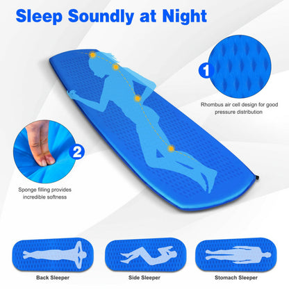 Professional title: "Green Inflatable Sleeping Pad with Convenient Carrying Bag"