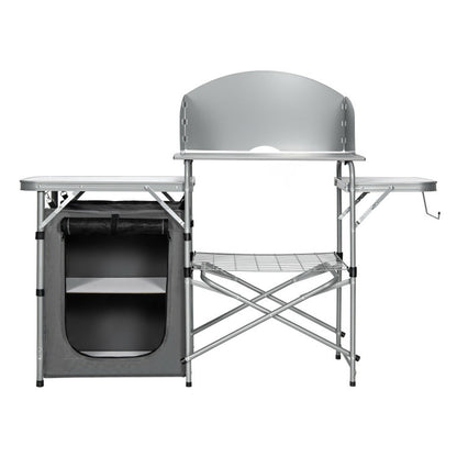 Professional title: "Portable Outdoor Grilling Table with Foldable Design and Windscreen Bag"