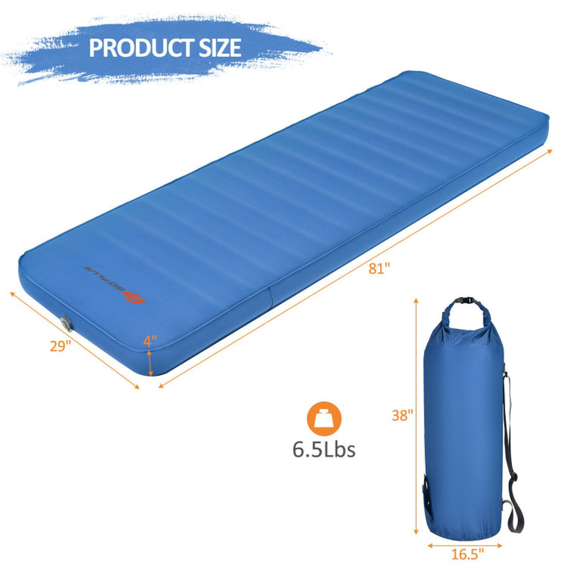 Professional Title: ```Portable Self-Inflating Camping Mattress in Green with Carrying Bag```