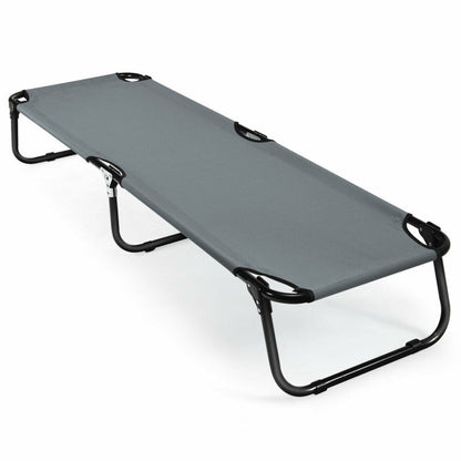 Professional title: ```Portable Folding Outdoor Camping Bed - Gray, Ideal for Sleeping, Hiking, and Travel```