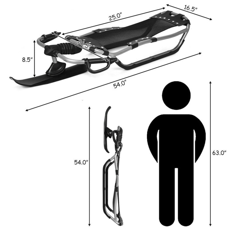 Professional title: "Snow Racer Sled with Enhanced Grip Handles and Comfortable Mesh Seat"