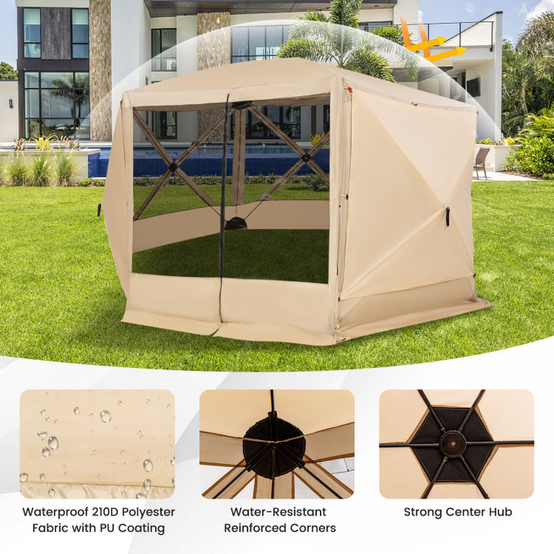 Professional title: "Portable 11.5 X 11.5 FT Green Pop-Up Screen House Tent with Carrying Bag"