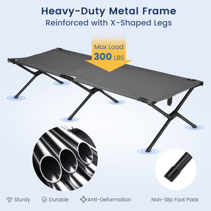 Professional title: ```Blue Folding Camping Cot for Adults and Kids```