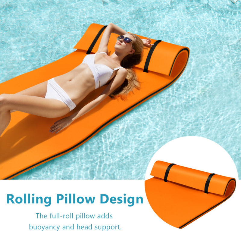 Professional title: "Orange 3-Layer Tear-Resistant Foam Floating Pad for Relaxation"