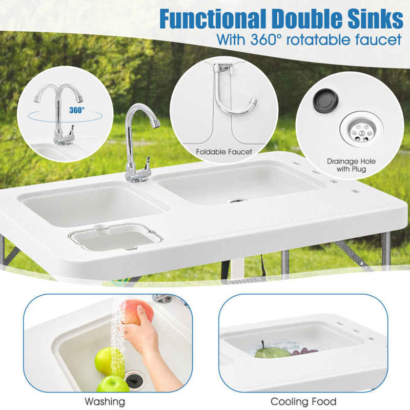 Professional title: ```White 2-In-1 Folding Fish Cleaning Table```