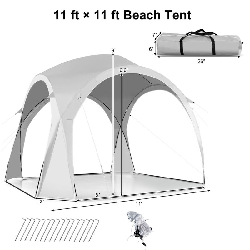 Professional title: "Portable 11 x 11 Feet Patio Sun Shade Shelter Canopy Tent with UPF 50+ Protection for Outdoor Beach Activities - White"