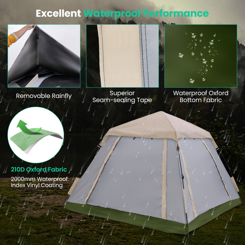 Professional title: "Spacious Instant Pop-Up Camping Tent for 2-4 People with Detachable Rainfly"