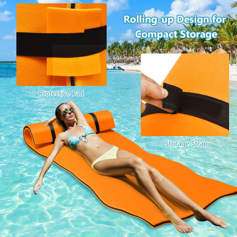 Professional title: "Orange 3-Layer Tear-Resistant Foam Floating Pad for Relaxation"