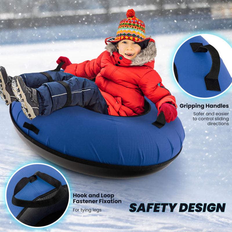 Professional title: "40-Inch Inflatable Snow Sled in Blue for Children and Adults"