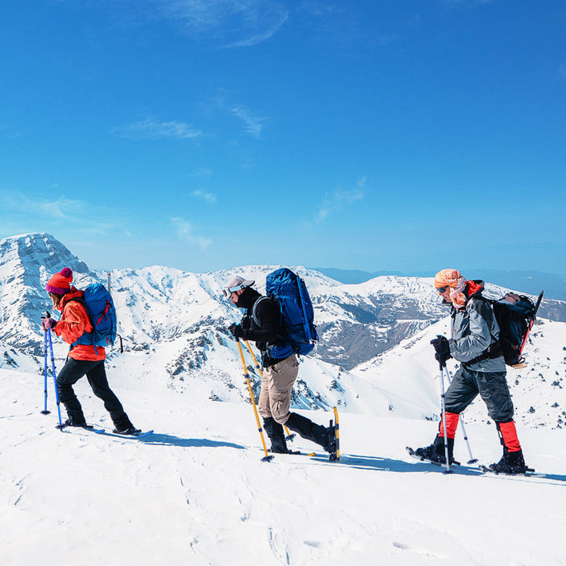 Professional rewrite: "Lightweight Terrain Snowshoes with Flexible Pivot System - Available in 21, 25, and 30 Inch Options"