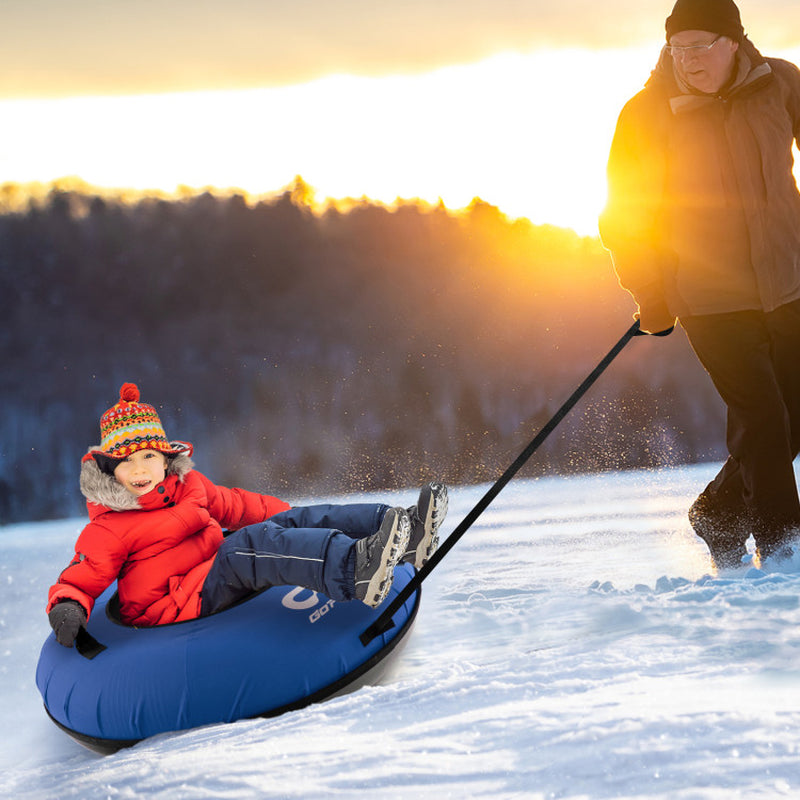 Professional title: "40-Inch Inflatable Snow Sled in Blue for Children and Adults"