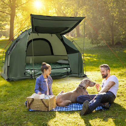 Professional title: "5-in-1 Outdoor Camping Tent Cot for 2 People with Air Mattress and Sleeping Bag"