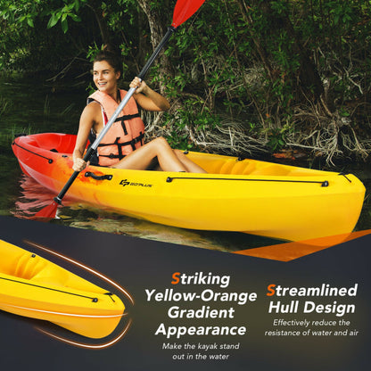 Professional title: "Yellow Single Sit-On-Top Kayak with Detachable Aluminum Paddle"