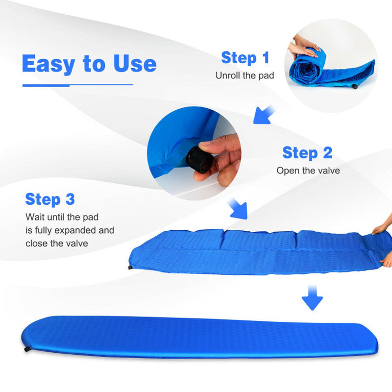 Professional title: "Green Inflatable Sleeping Pad with Convenient Carrying Bag"