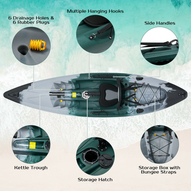 Professional title: ```Sit-On-Top Fishing Kayak Boat with Rod Holders and Paddle - Gray```