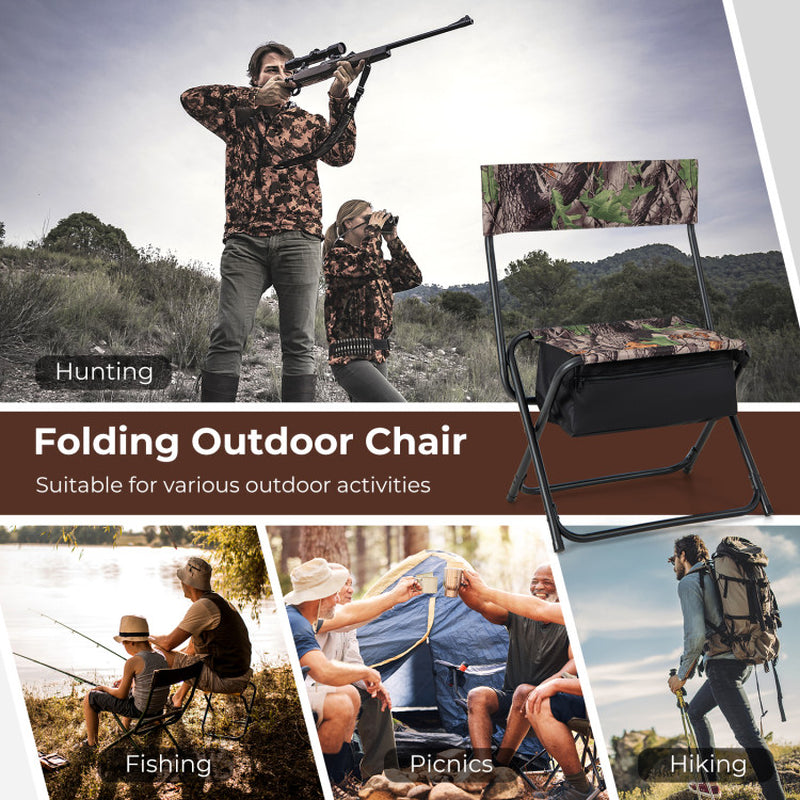 Professional title: ```Portable Patio Chair with Backrest and Storage Pocket for Outdoor Activities```