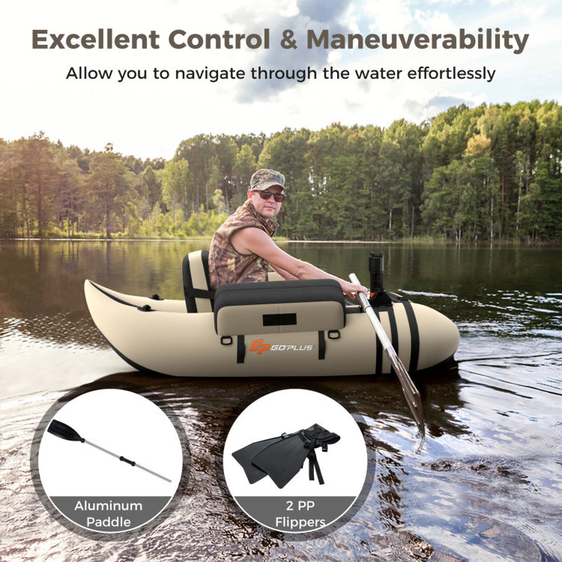 Professional title: ```Adjustable Strap Inflatable Fishing Float with Storage Pockets```