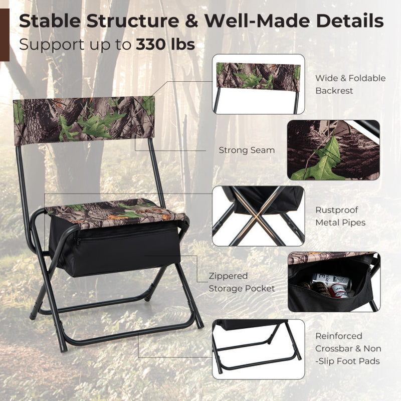 Professional title: ```Portable Patio Chair with Backrest and Storage Pocket for Outdoor Activities```