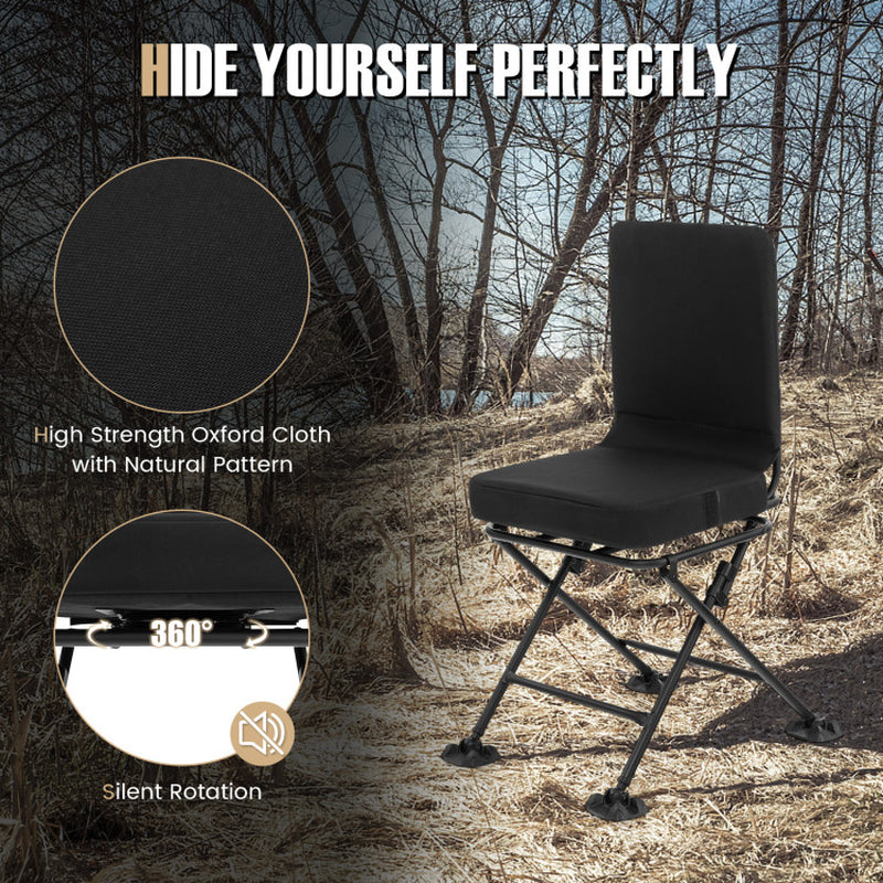 Professional title: "Black Swivel Folding Chair with Backrest and Padded Cushion"