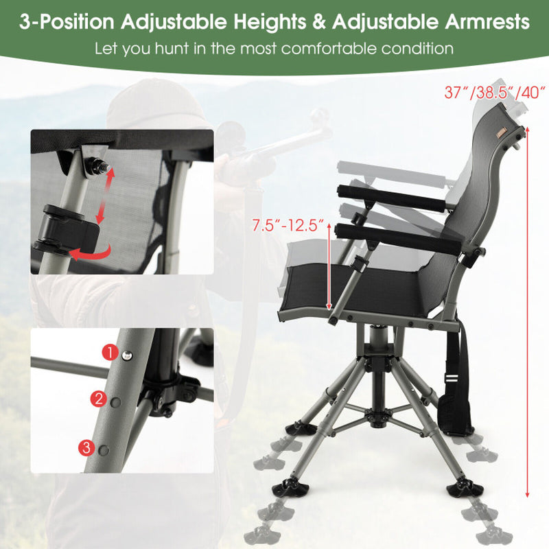 Professional title: "Black 360 Degree Silent Swivel Hunting Chair"