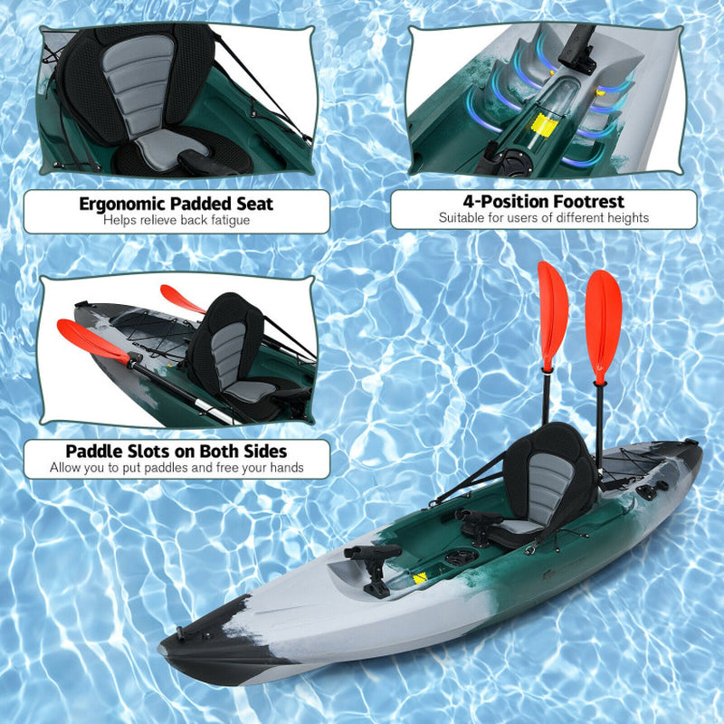 Professional title: ```Sit-On-Top Fishing Kayak Boat with Rod Holders and Paddle - Gray```