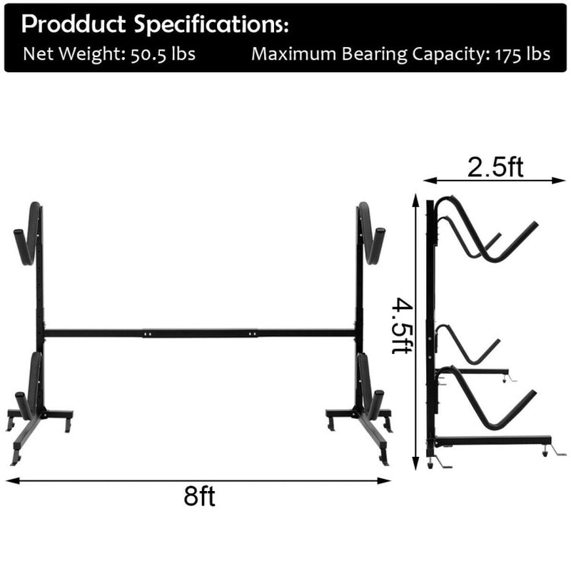 Professional rewrite: ```Dual Kayak Storage Rack with Adjustable Height - Freestanding```