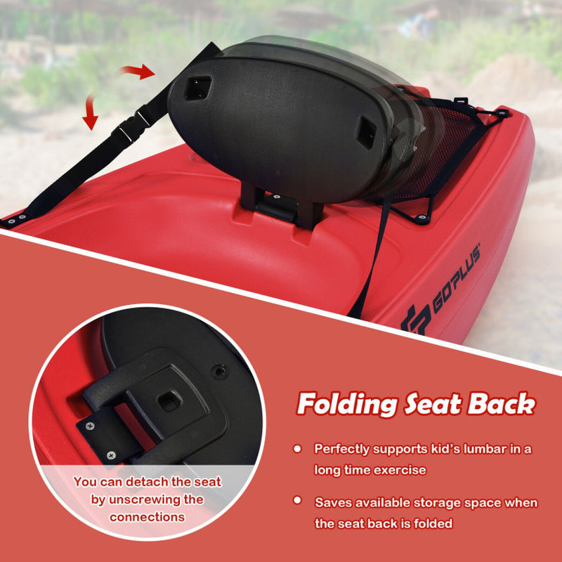 Professional title: "Youth Kids Kayak - 6 Feet with Folding Backrest, Bonus Paddle - Red"