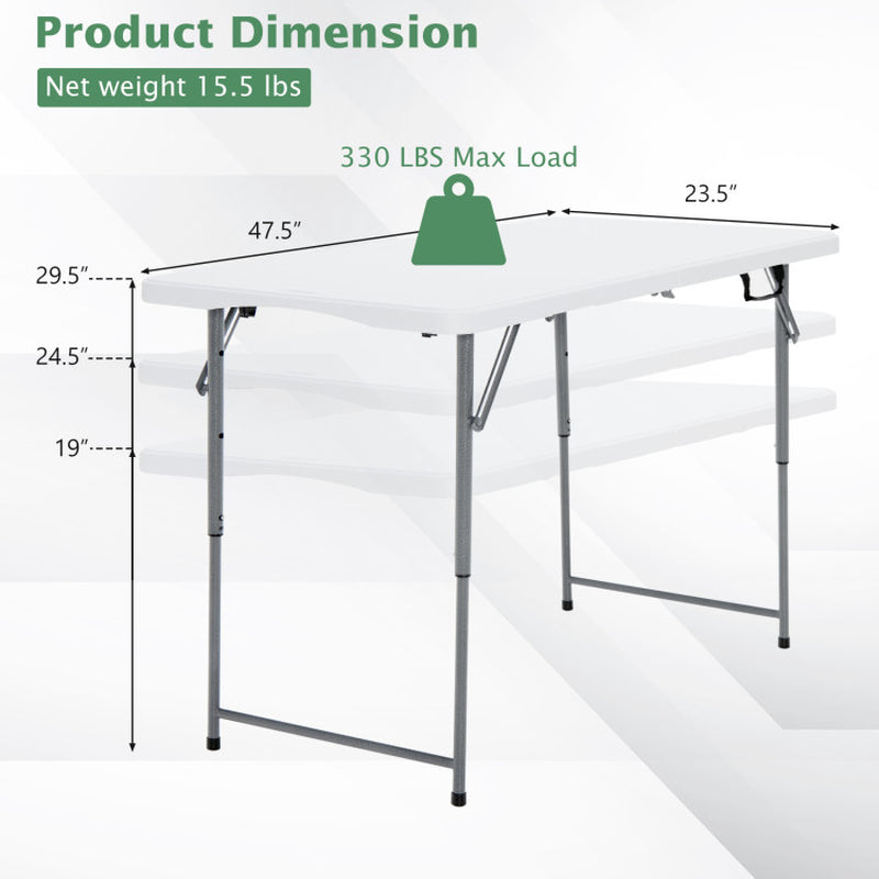 Adjustable Folding Table with 3 Height Levels