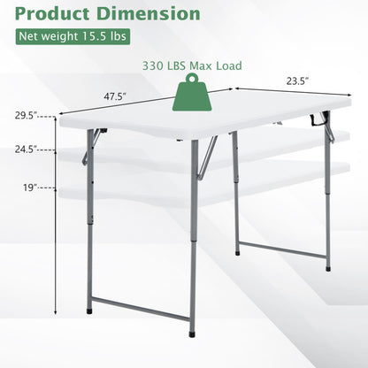 Adjustable Folding Table with 3 Height Levels