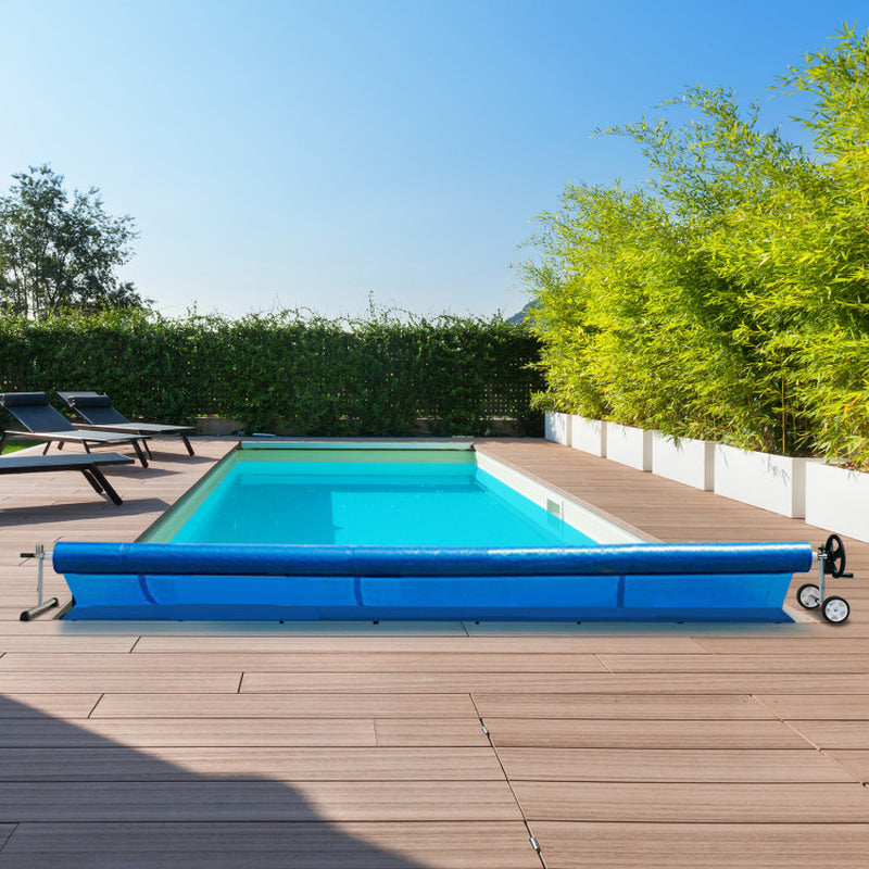 Professional title: "Aluminum In-Ground Swimming Pool Cover Reel Set for 18 Ft Solar Covers"