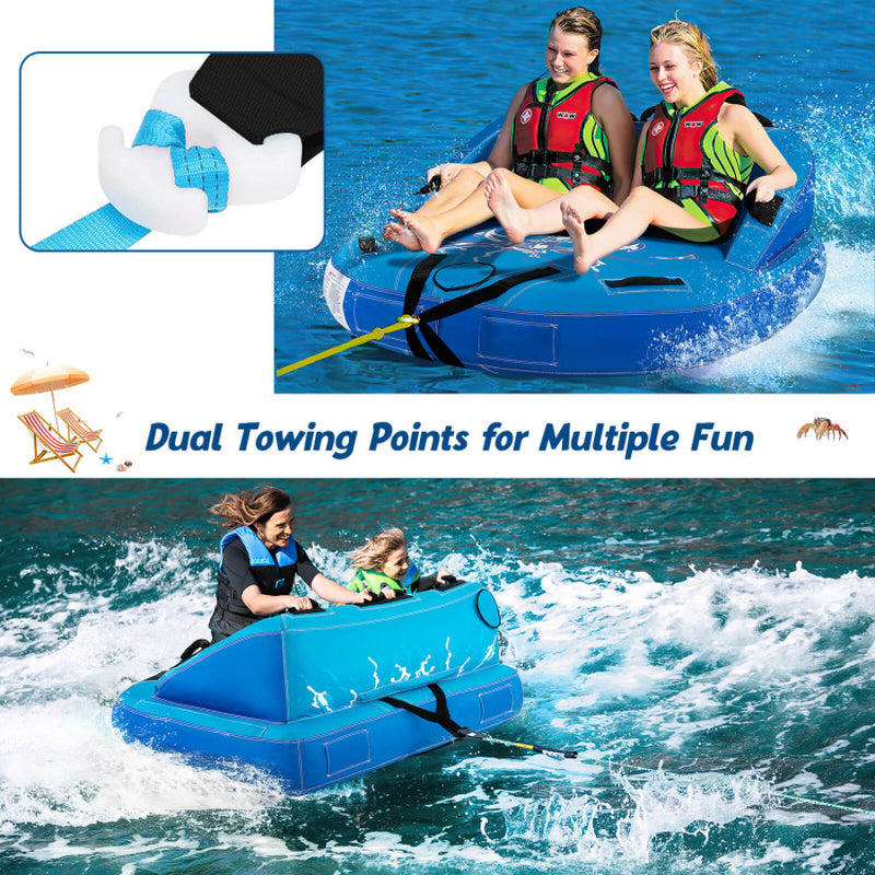 Professional title: "Blue 2-Person Inflatable Towable Tubes for Water Sports and Boating"