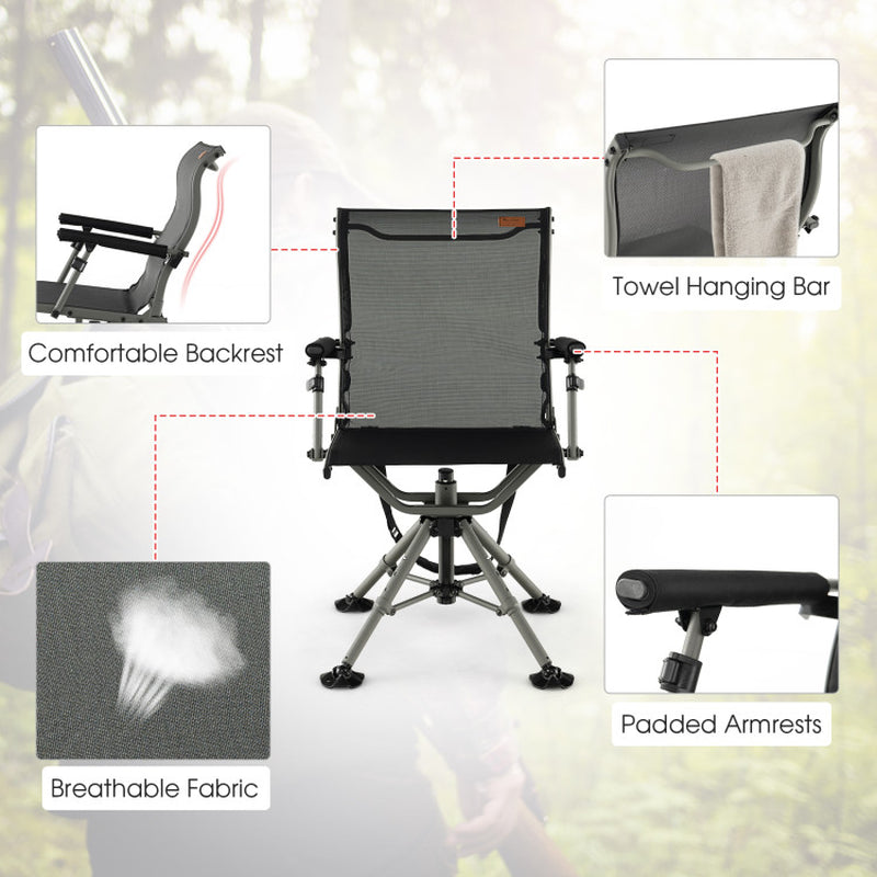 Professional title: "Black 360 Degree Silent Swivel Hunting Chair"