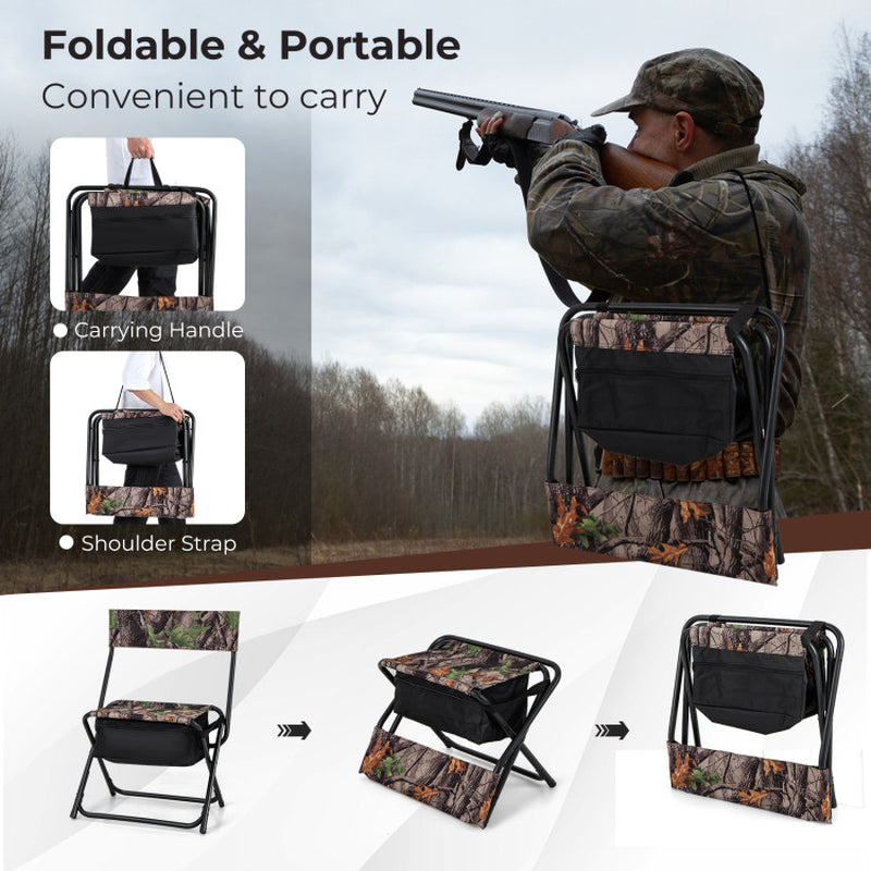 Professional title: ```Portable Patio Chair with Backrest and Storage Pocket for Outdoor Activities```