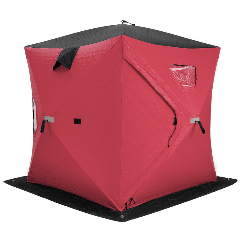 Professional title: "Red Portable 2-Person Ice Shanty with Cotton Padded Walls"