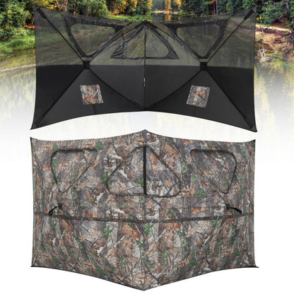 Professional title: "2-Panel Hunting Ground Blind with Pop-Up Fence and 3 Shoot-Through Ports"