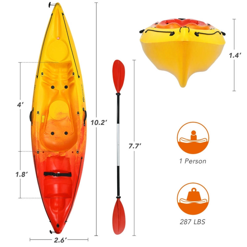 Professional title: "Yellow Single Sit-On-Top Kayak with Detachable Aluminum Paddle"