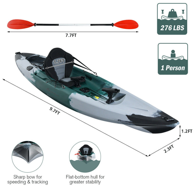 Professional title: ```Sit-On-Top Fishing Kayak Boat with Rod Holders and Paddle - Gray```