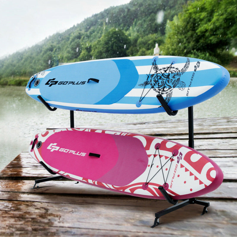 Professional rewrite: ```Dual Kayak Storage Rack with Adjustable Height - Freestanding```