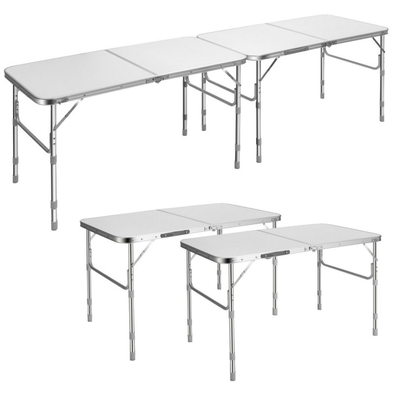 Professional title: "Pair of Folding Picinic Utility Tables with Convenient Carrying Handle in White"