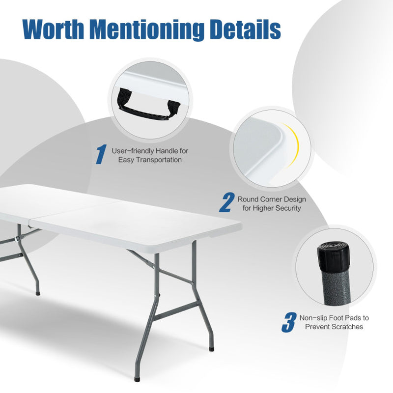 Professional title: "Compact Folding Camping Table with Convenient Carrying Handle - Ideal for Picnics and Outdoor Activities in White"