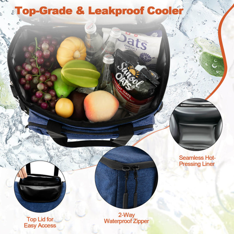 Professional title: "Large Leakproof Rolling Cooler with Detachable Bottom Plate - Gray, Holds up to 50 Cans"