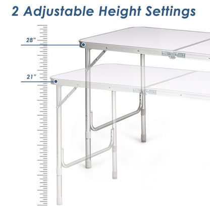 Professional title: ```Blue Height Adjustable Folding Camping Table```